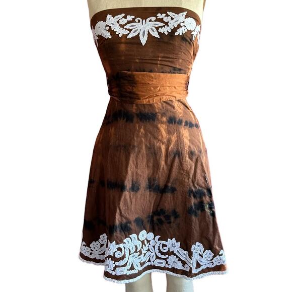 Womens Dress Size 7 Tie Dye Reworked Strapless Hippie Summer Vacation Beach Fun - Picture 1 of 6